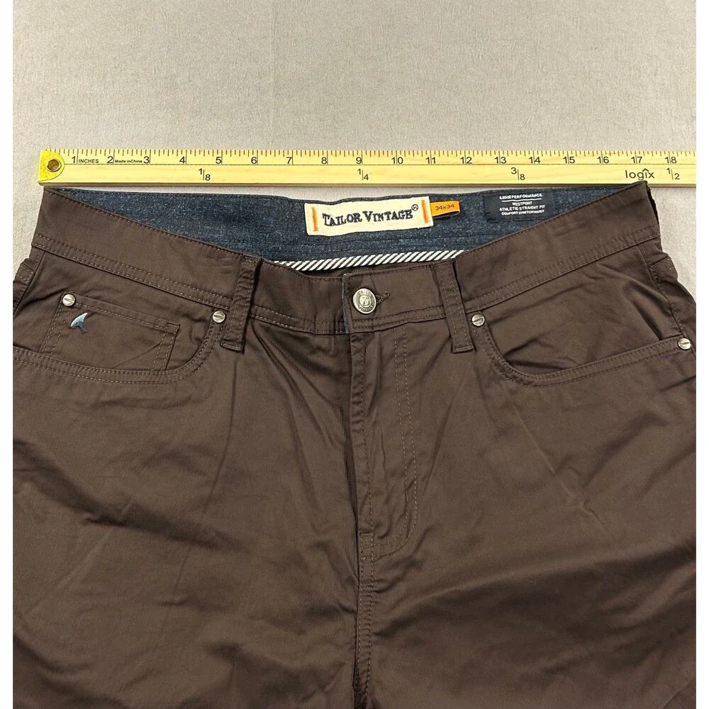 Tailor Vintage Pants Mens Brown Luxe Performance Comfort 34x34